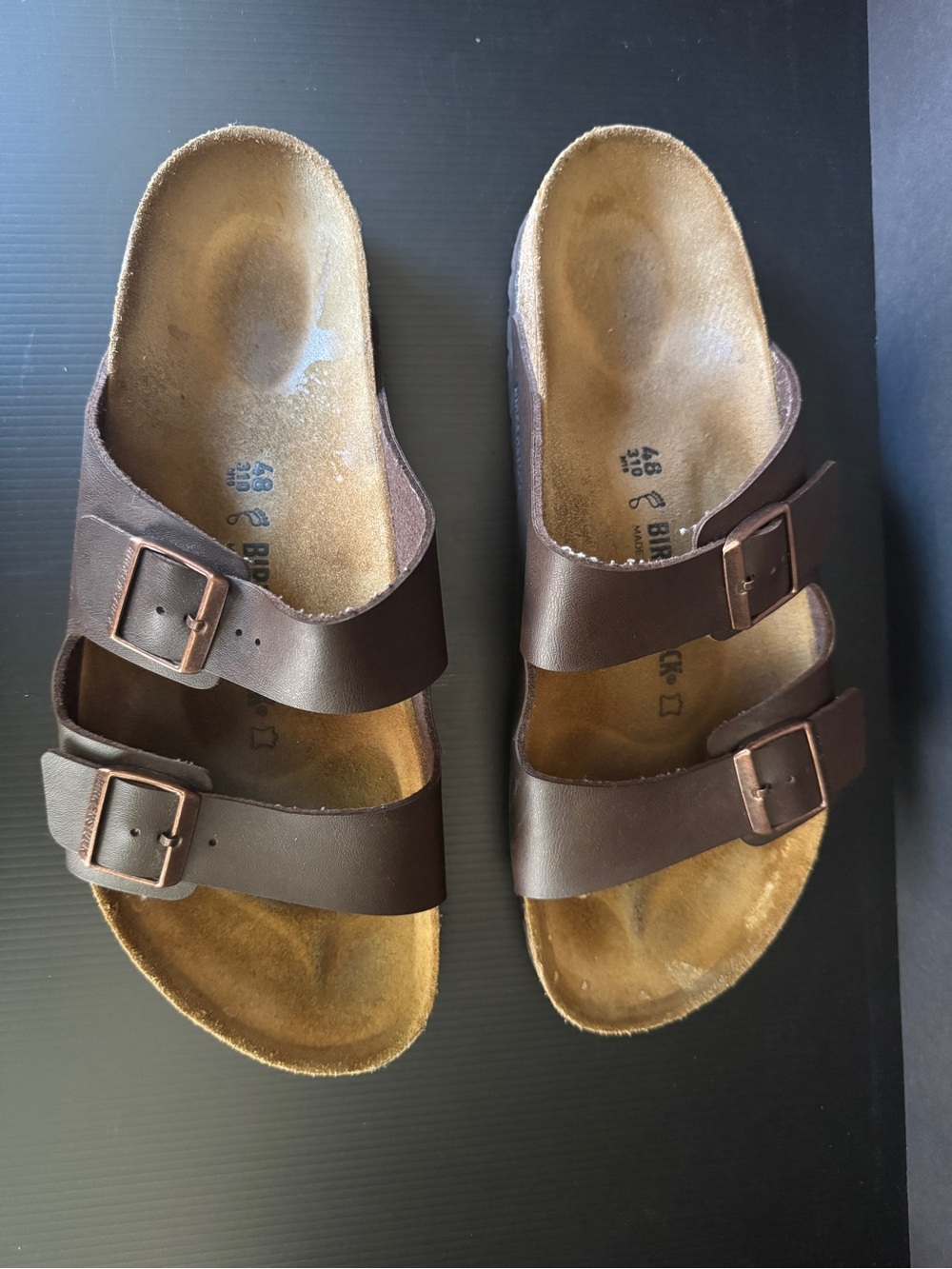 Birkenstock Arizona Sandals in Mocha with Bronze Buckles Mens 15 EU 48